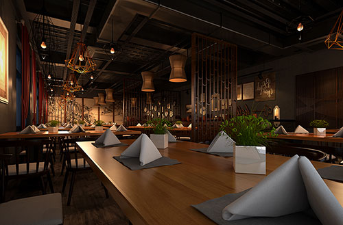 万江街道简约大气中式风格餐厅设计装修效果图