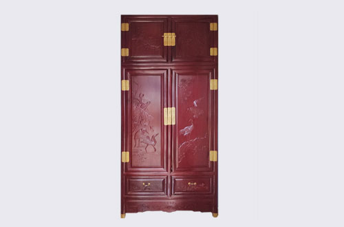 万江街道高端中式家居装修深红色纯实木衣柜