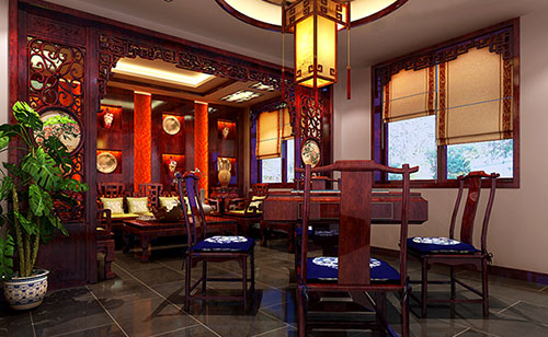万江街道古典中式风格茶楼包间设计装修效果图