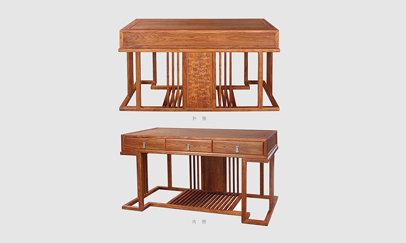 万江街道 别墅中式家居书房装修实木书桌效果图